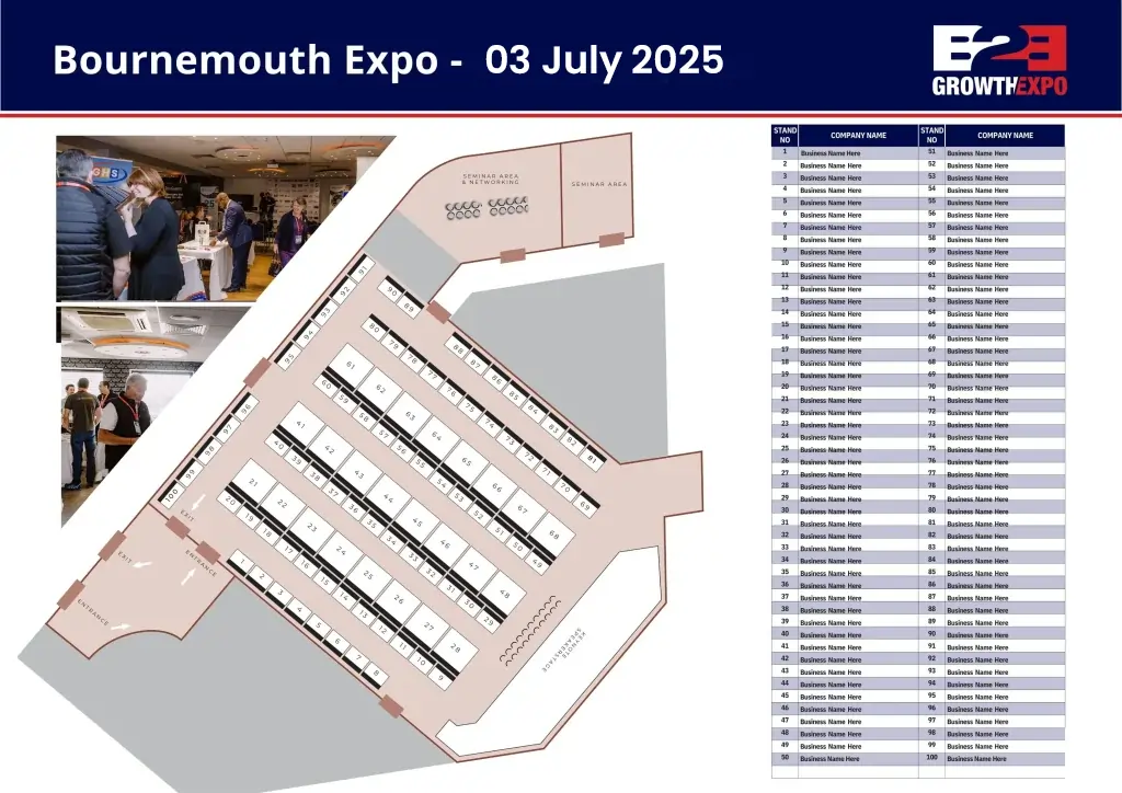 Bournemouth Ezpo-Floor Plan B2B Bournemouth Business Expo floor Plan